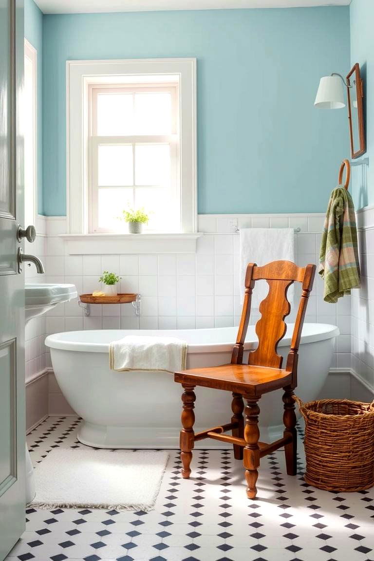 Antique Wooden Chair or Stool - 25 Traditional Bathroom Ideas