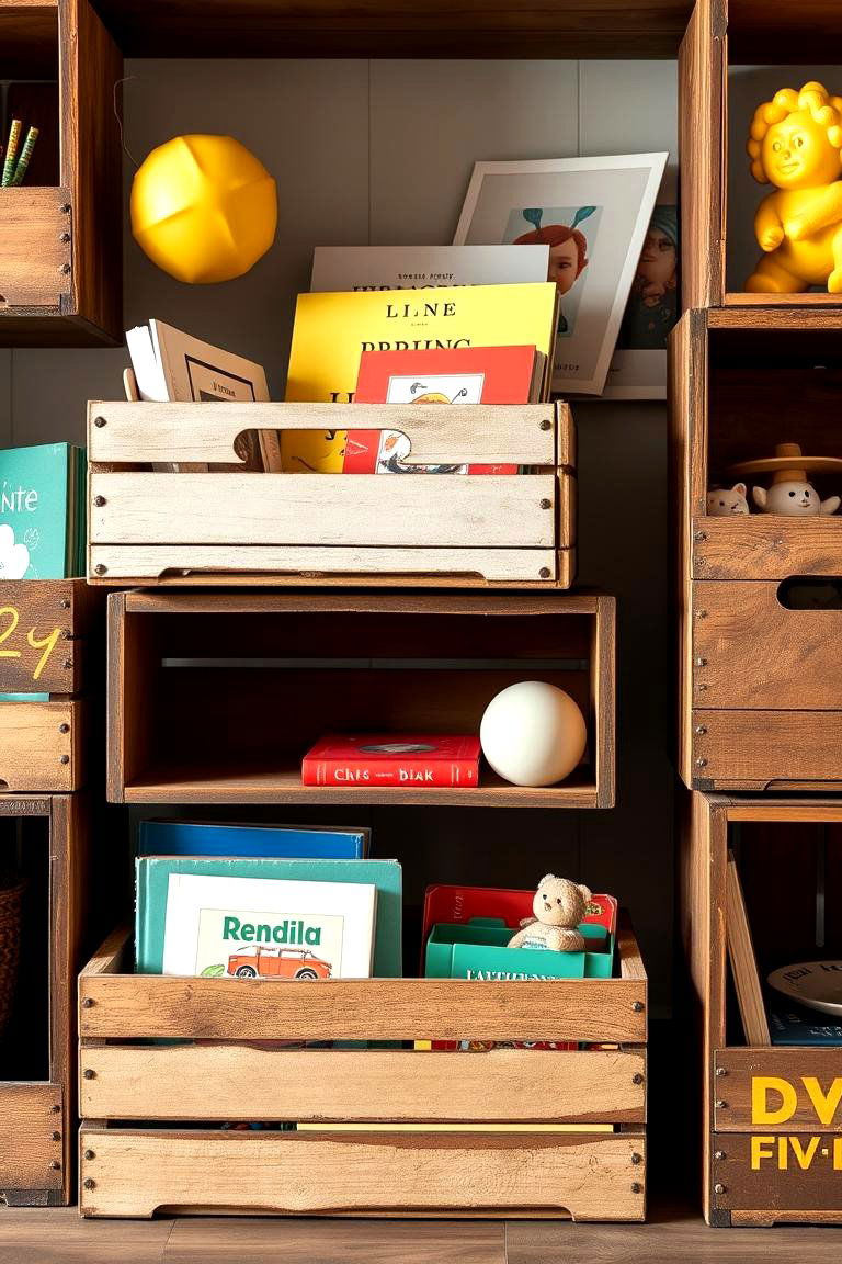 Antique Wooden Crates for Storage - 25 Farmhouse Nursery Ideas