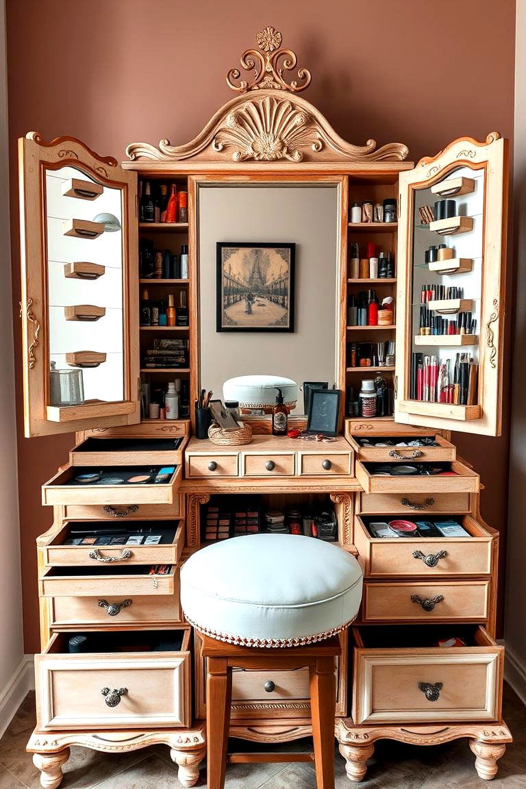 Apothecary Cabinet Vanity for Unique Storage - 25 Makeup Vanity Ideas