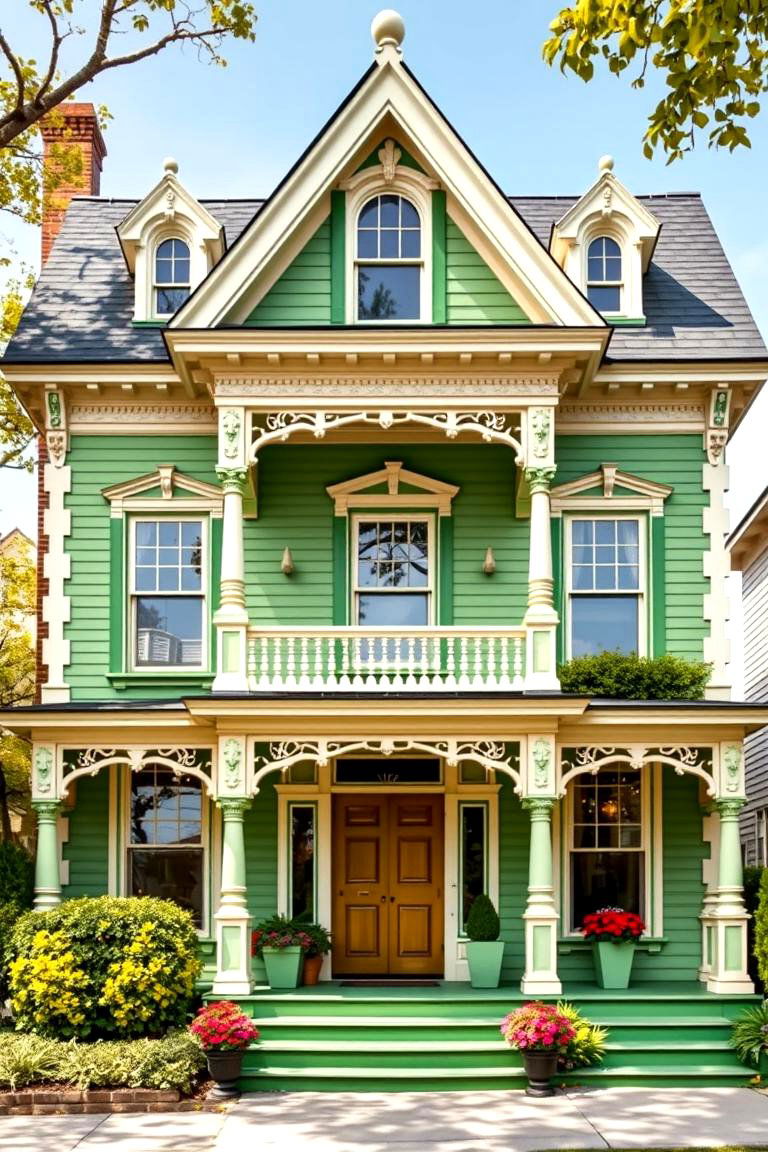 Apple Green for Playful Brightness - 25 Green Victorian House Colors