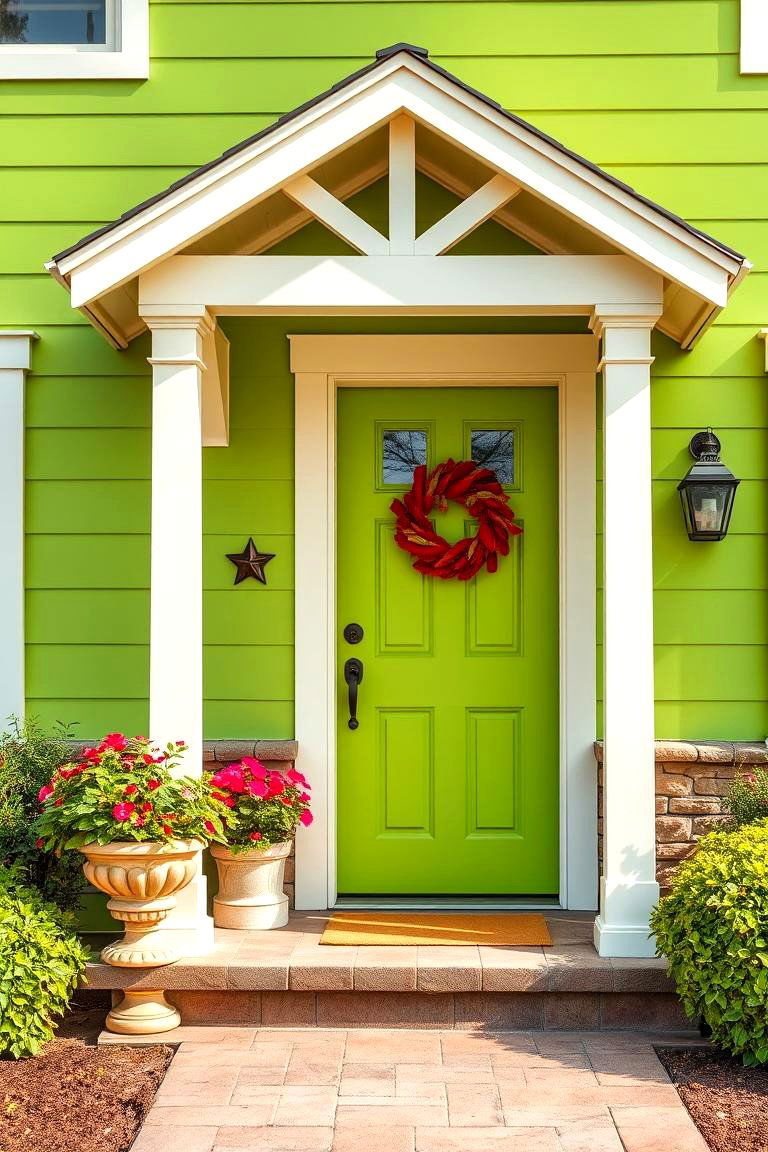Apple Green for a Fresh Inviting Feel - 25 Green Exterior House Paint Ideas