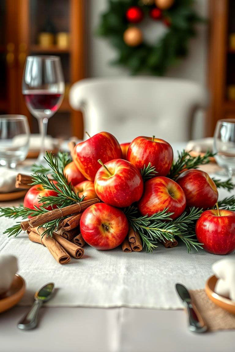 Apple and Cinnamon Sticks Centerpiece - 25 Thanksgiving Centerpiece Ideas