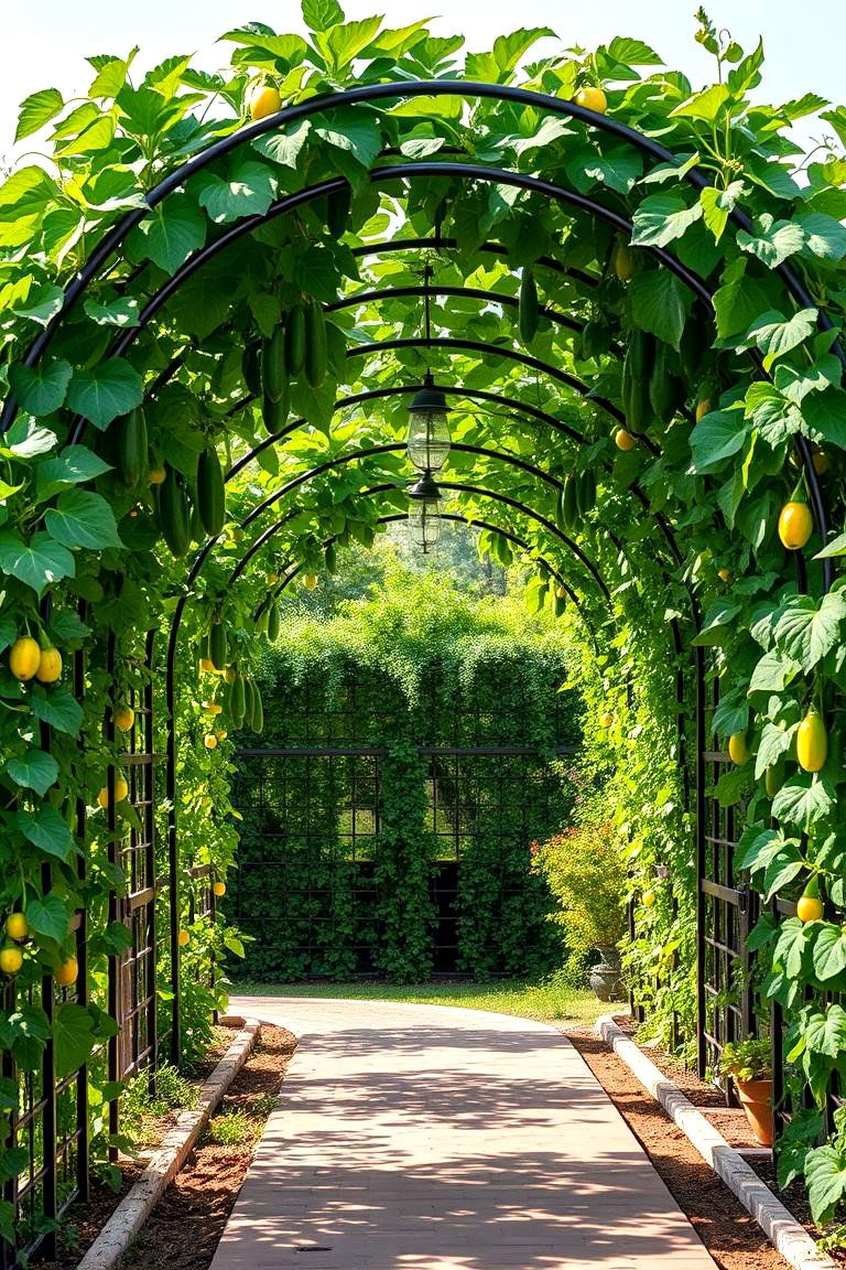 Arch Trellis for Garden Walkways - 25 Cucumber Trellis Ideas