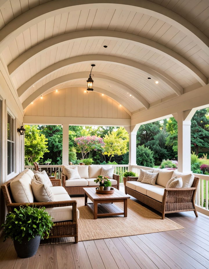 Arched Vinyl Ceiling for a Soft Elegant Curve Vinyl Porch Ceiling Ideas