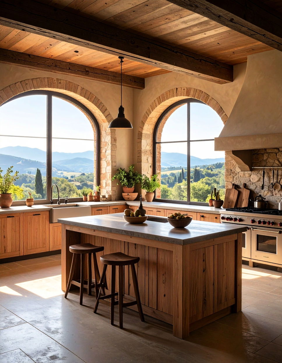 Arched Windows for Natural Light Tuscan Kitchen Design Ideas