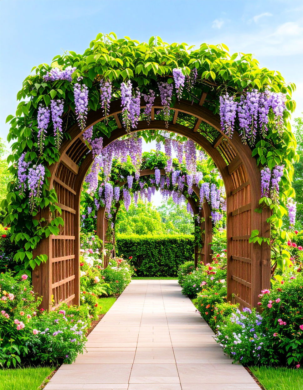 Arching Trellis for Grand Entranceway Trellis Ideas