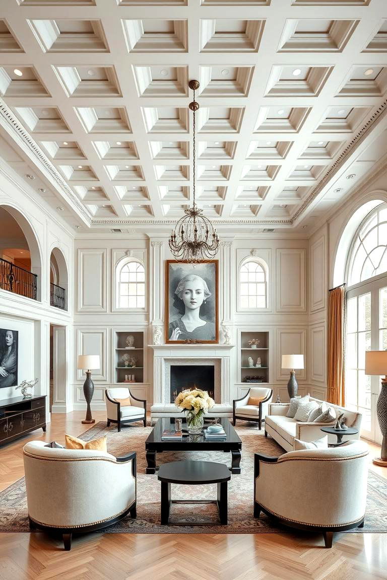 Architectural Details Like Coffered Ceilings - 25 Mansion Living Room Ideas