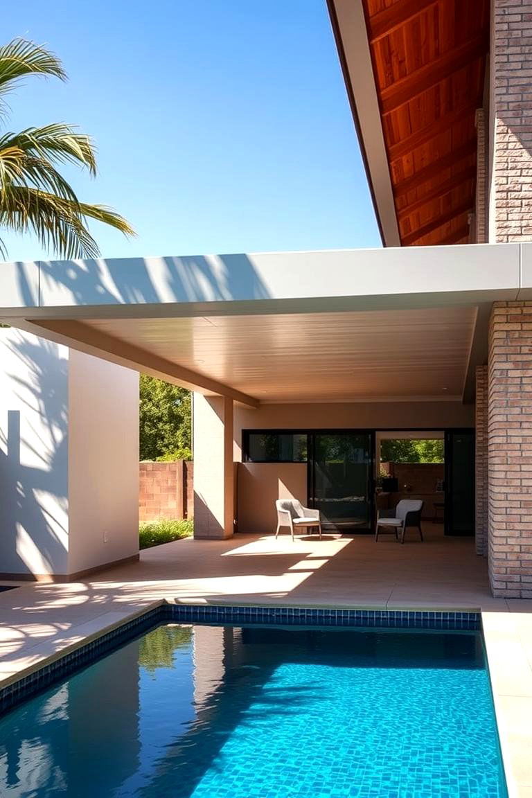 Architectural Overhangs for Building Integrated Shade - 25 Pool Shade Ideas