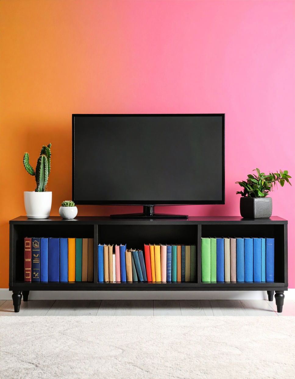 Arranging Books for a Personalized and Intellectual Touch Tv Console Decor Ideas