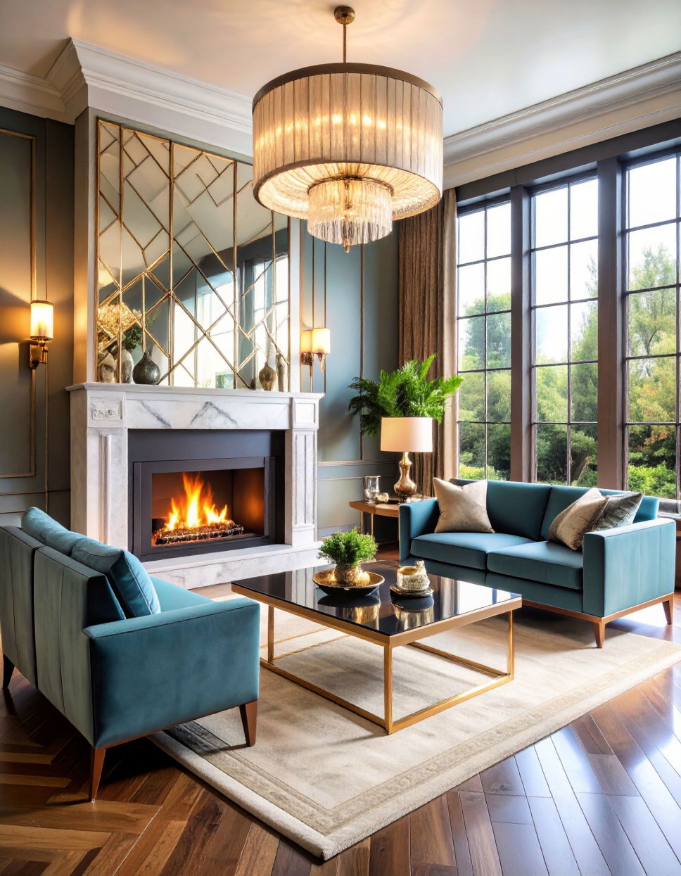 Art Deco Style Corner Fireplace