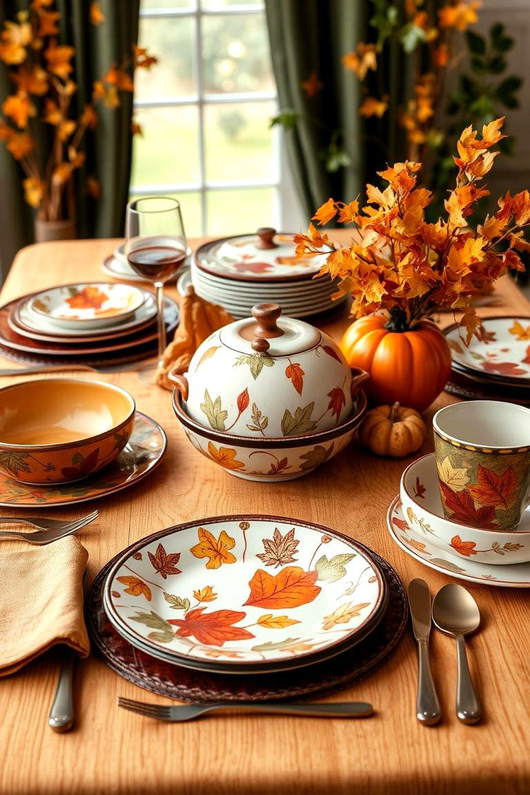 Autumn Inspired Dinnerware - 25 Thanksgiving Decor Ideas