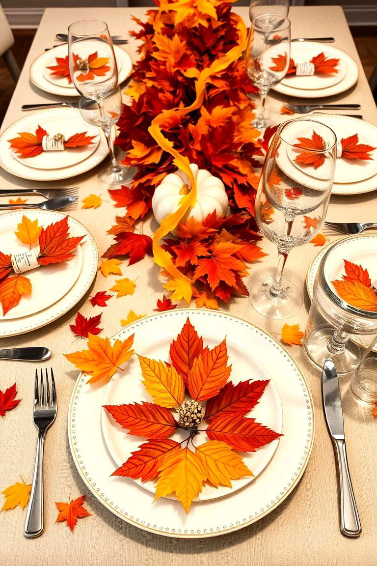 Autumn Leaf Accents - 25 Thanksgiving Table Settings