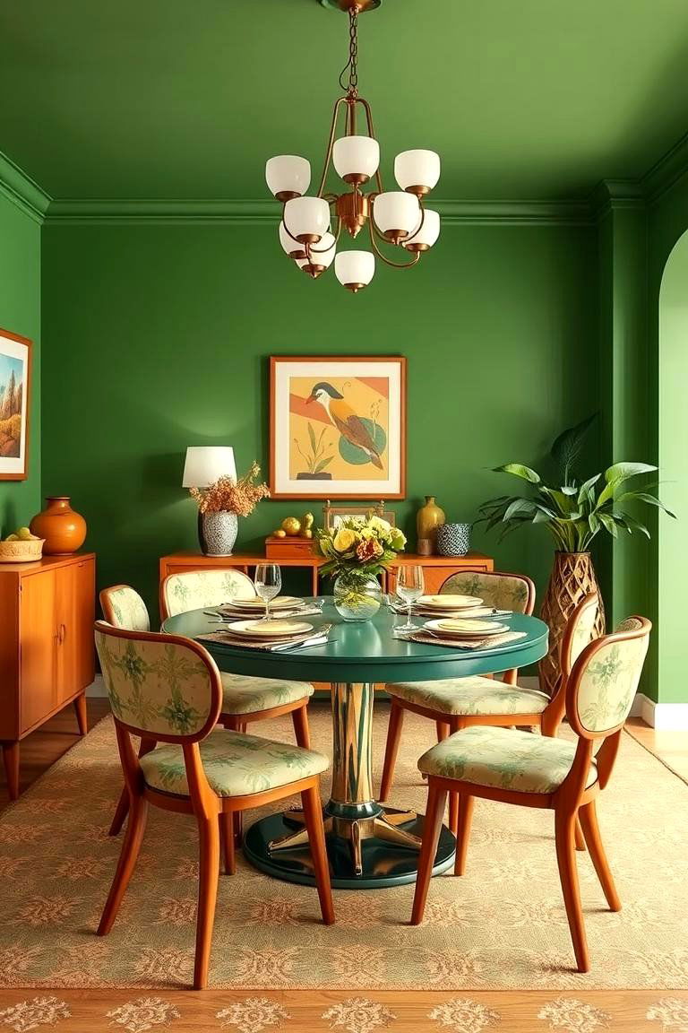 Avocado Green for a Retro Inspired Dining Room - 25 Green Dining Room Ideas