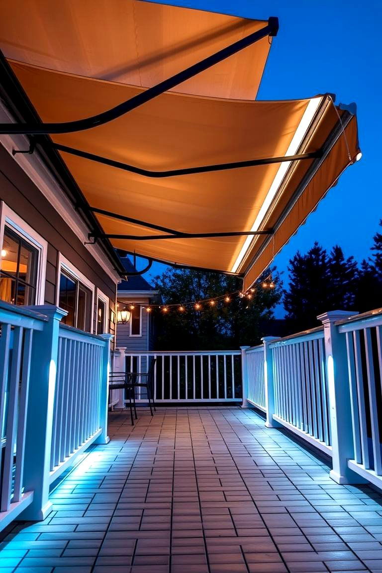 Awning with Integrated Lighting for Ambience - 25 Deck Awning Ideas