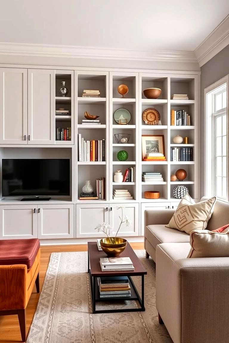 Balancing Open and Closed Storage - 25 Transitional Living Room Ideas
