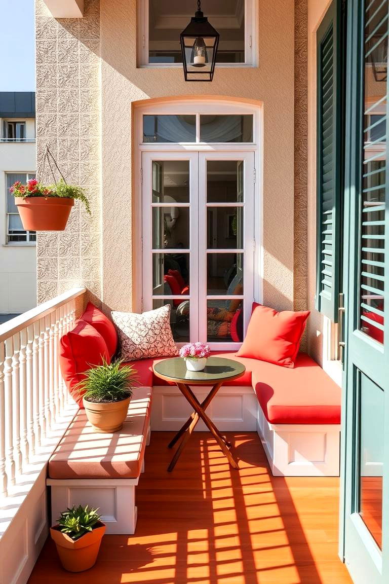 Balcony with Built In Seating - 25 French Balcony Ideas