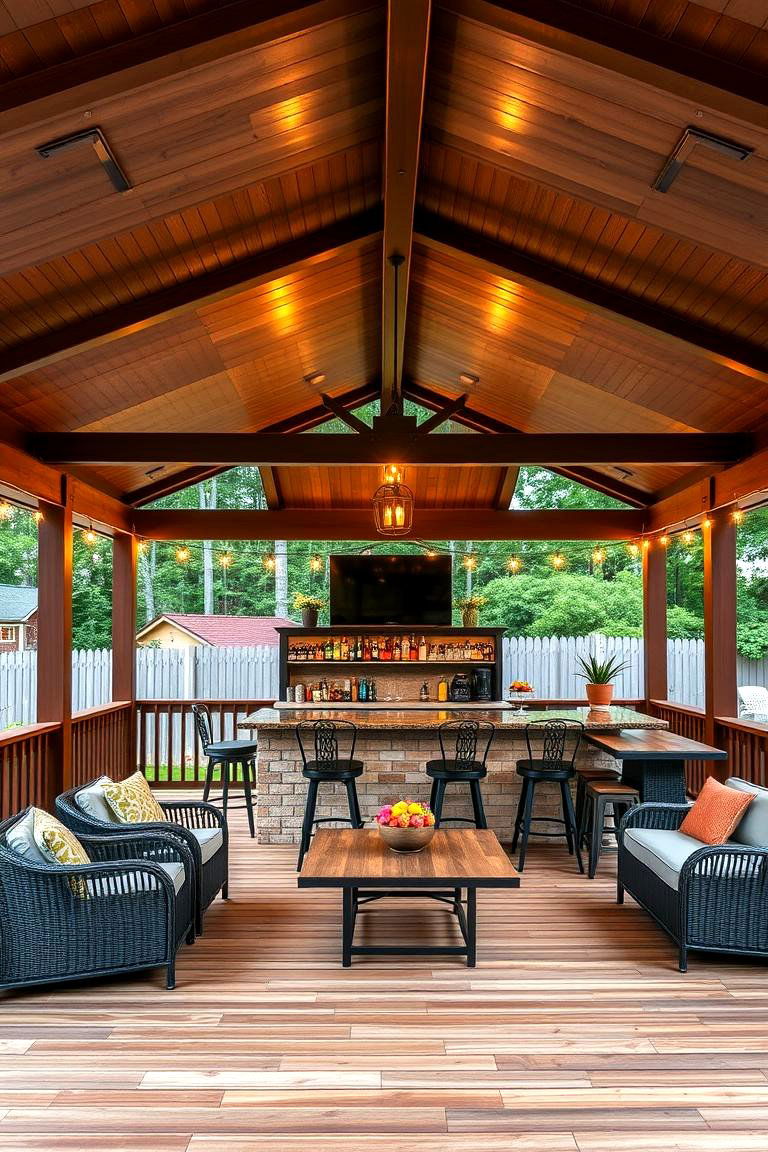 Bar Area for Entertaining - 25 Covered Deck Ideas