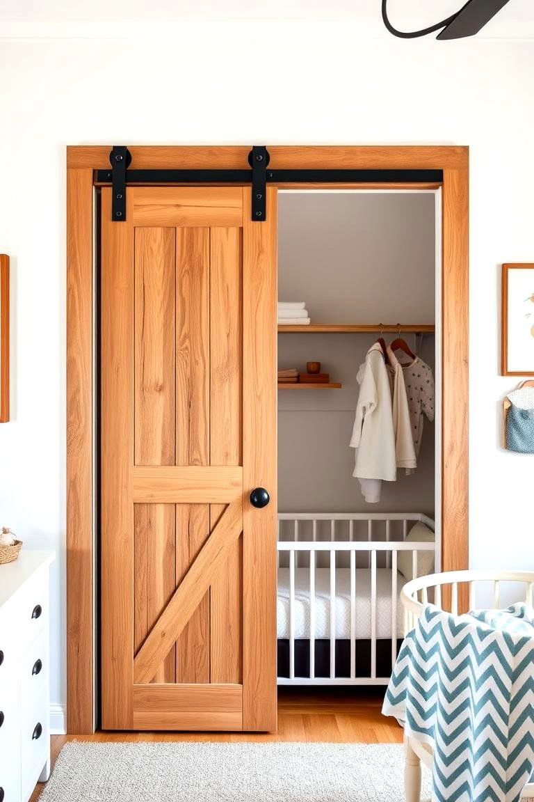 Barn Door as a Closet or Room Divider - 25 Farmhouse Nursery Ideas