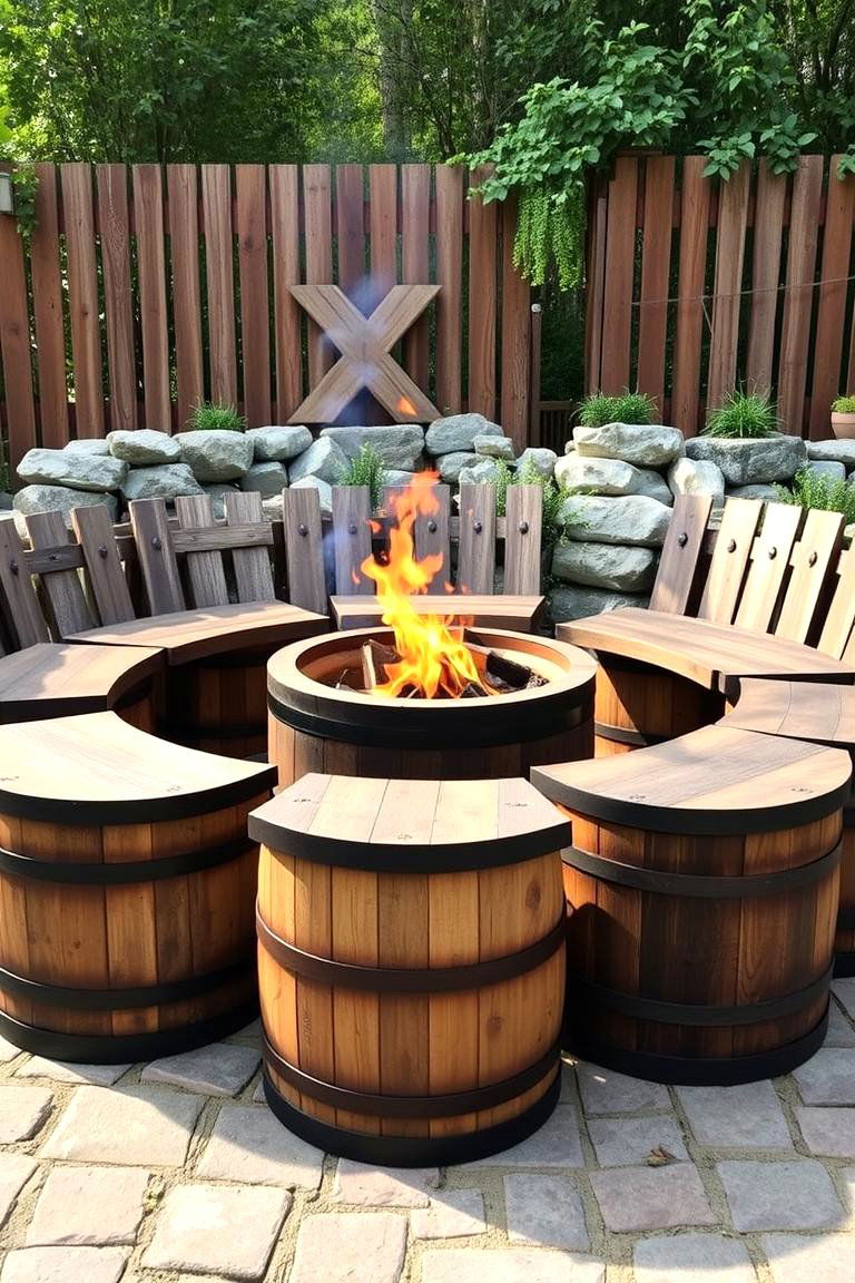 Barrel Seats for a Vintage Touch - 25 Fire Pit Seating Ideas