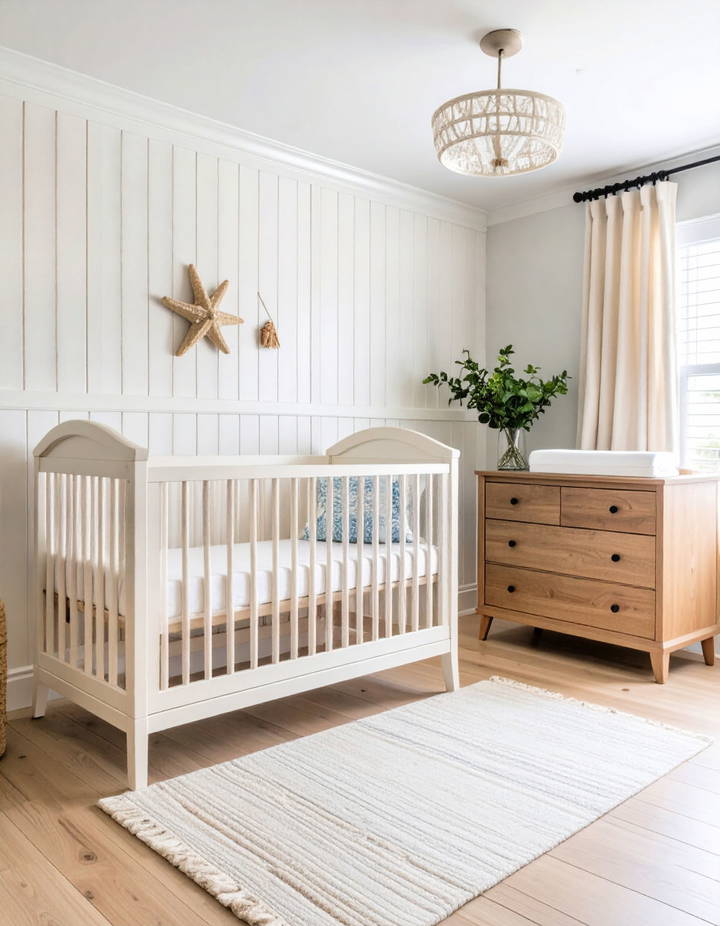 Beadboard Wainscoting for a Soft Coastal Vibe Wainscoting Nursery Ideas