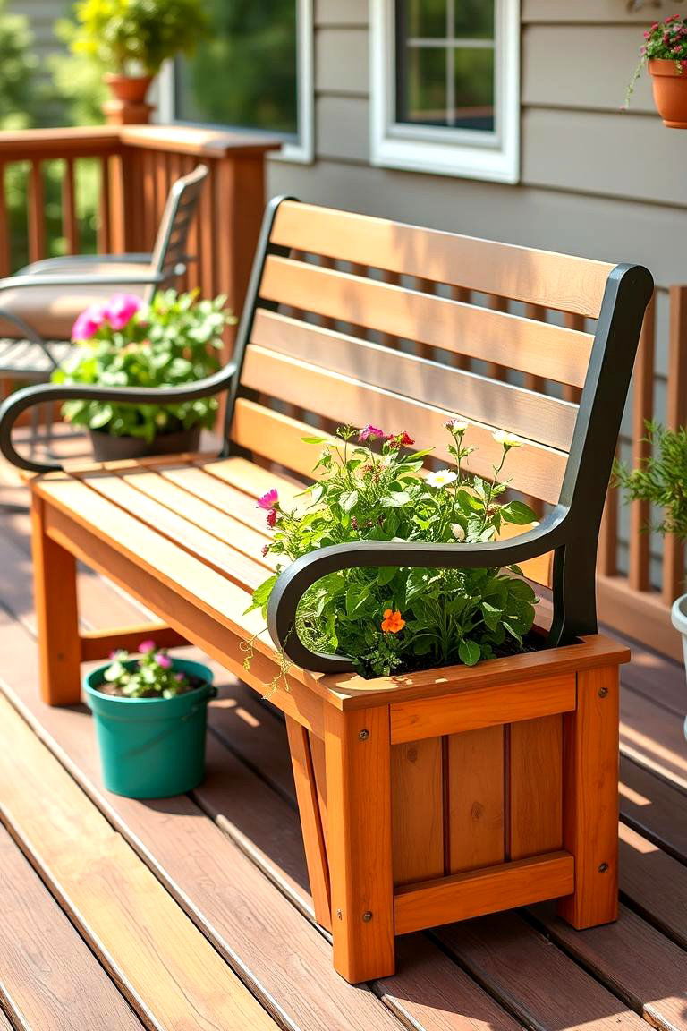 Bench with Planter Box - 25 Deck Furniture Ideas