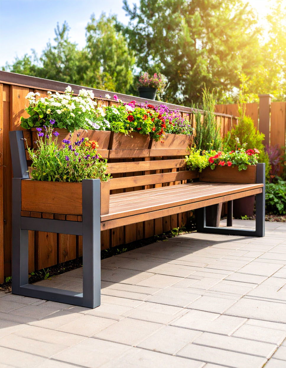 Bench with Planter Boxes Idea