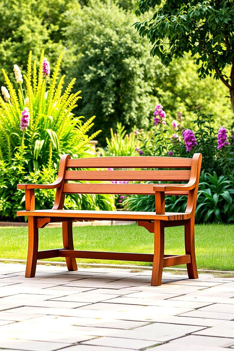 Bench with a Backrest for Comfort - 25 Garden Bench Ideas