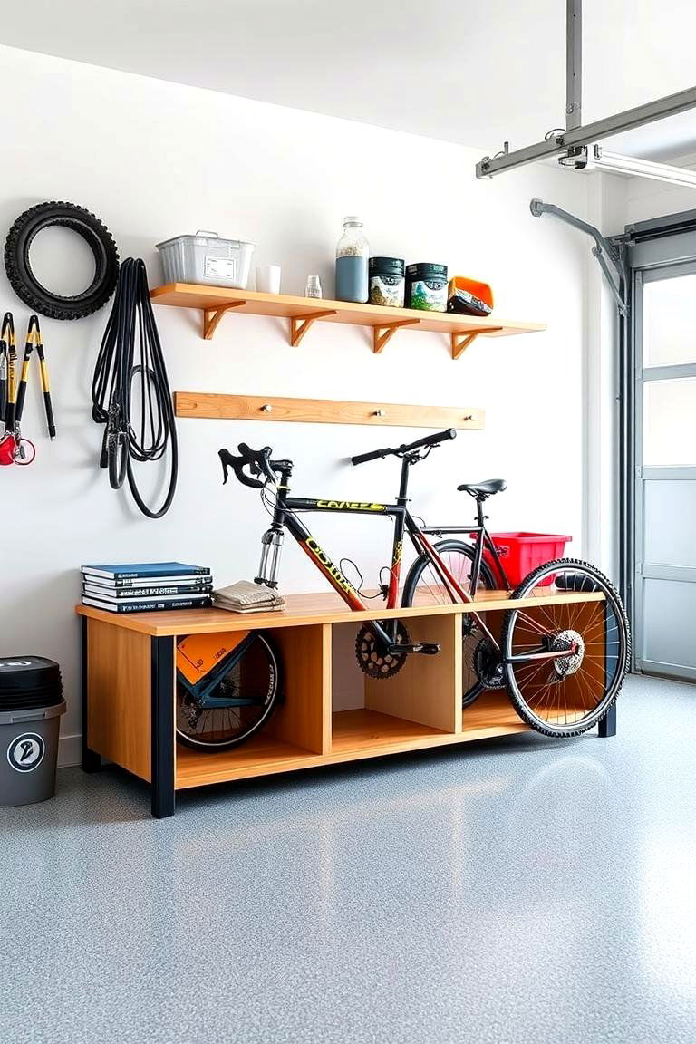 Bike Storage Bench - 25 Garage Bike Storage Ideas