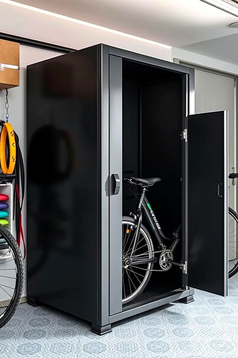 Bike Storage Cabinet with Lock - 25 Garage Bike Storage Ideas