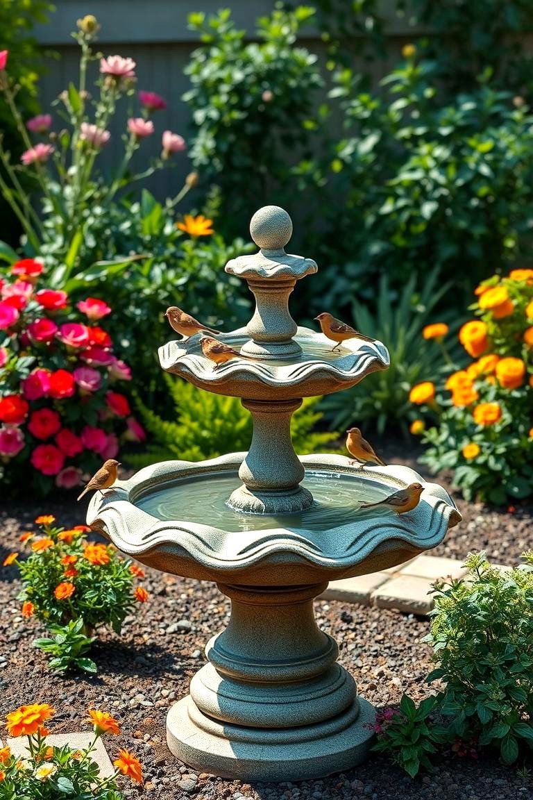 Birdbath for Natures Beauty - 25 Garden Focal Point Ideas