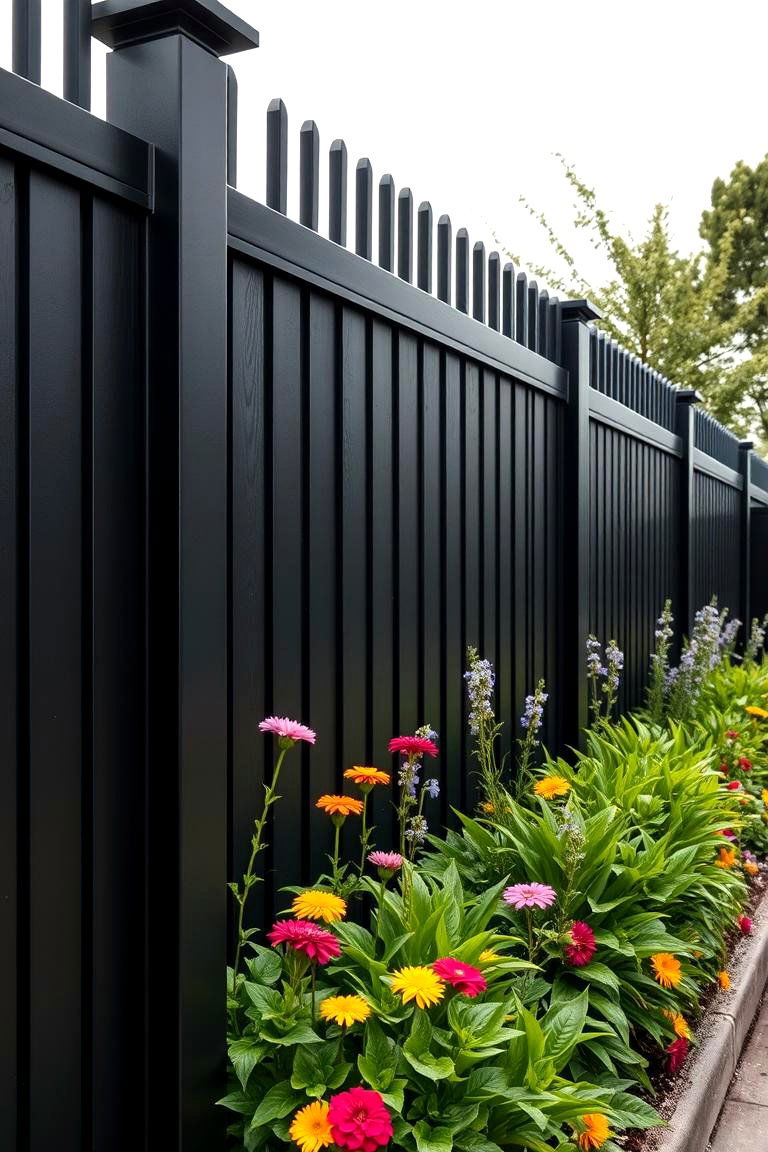 Black Fence for Dramatic Elegance - 25 Fence Painting Ideas