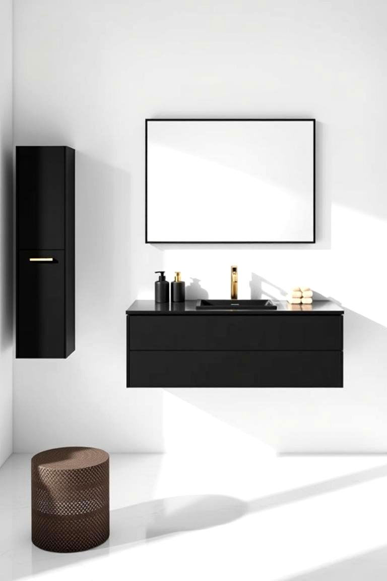 Black Floating Vanity for a Bold Statement - 25 Floating Vanity Bathroom Ideas