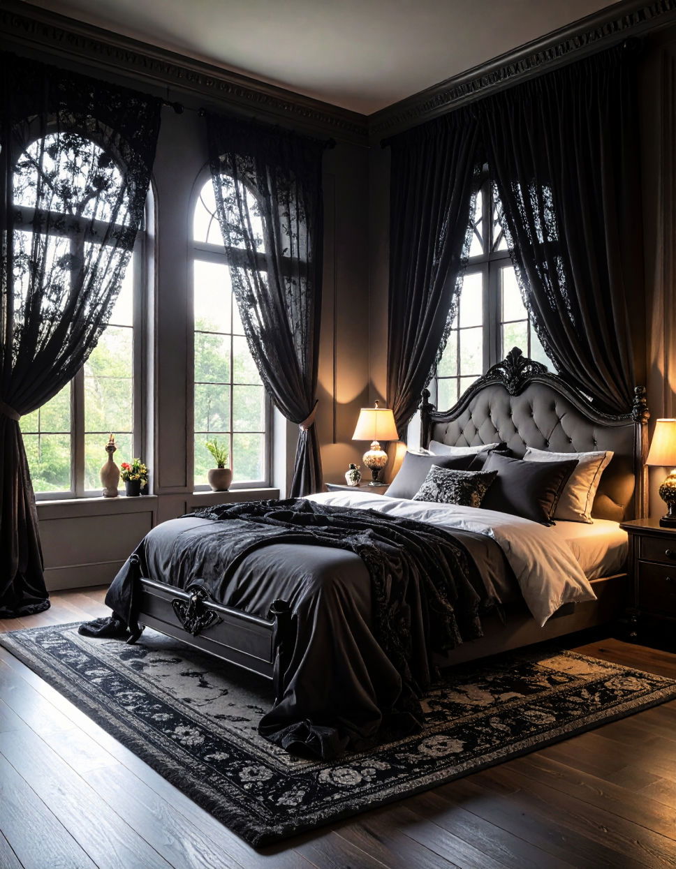 Black Lace Curtains for a Dramatic Look Vampire Bedroom Ideas