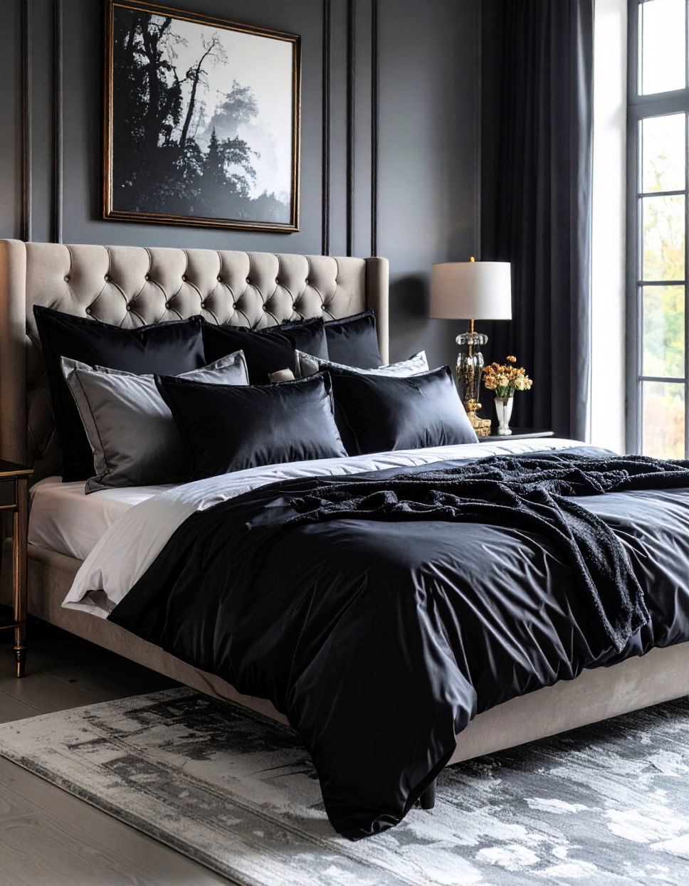 Black Satin Pillows for Extra Luxury Vampire Bedroom Ideas