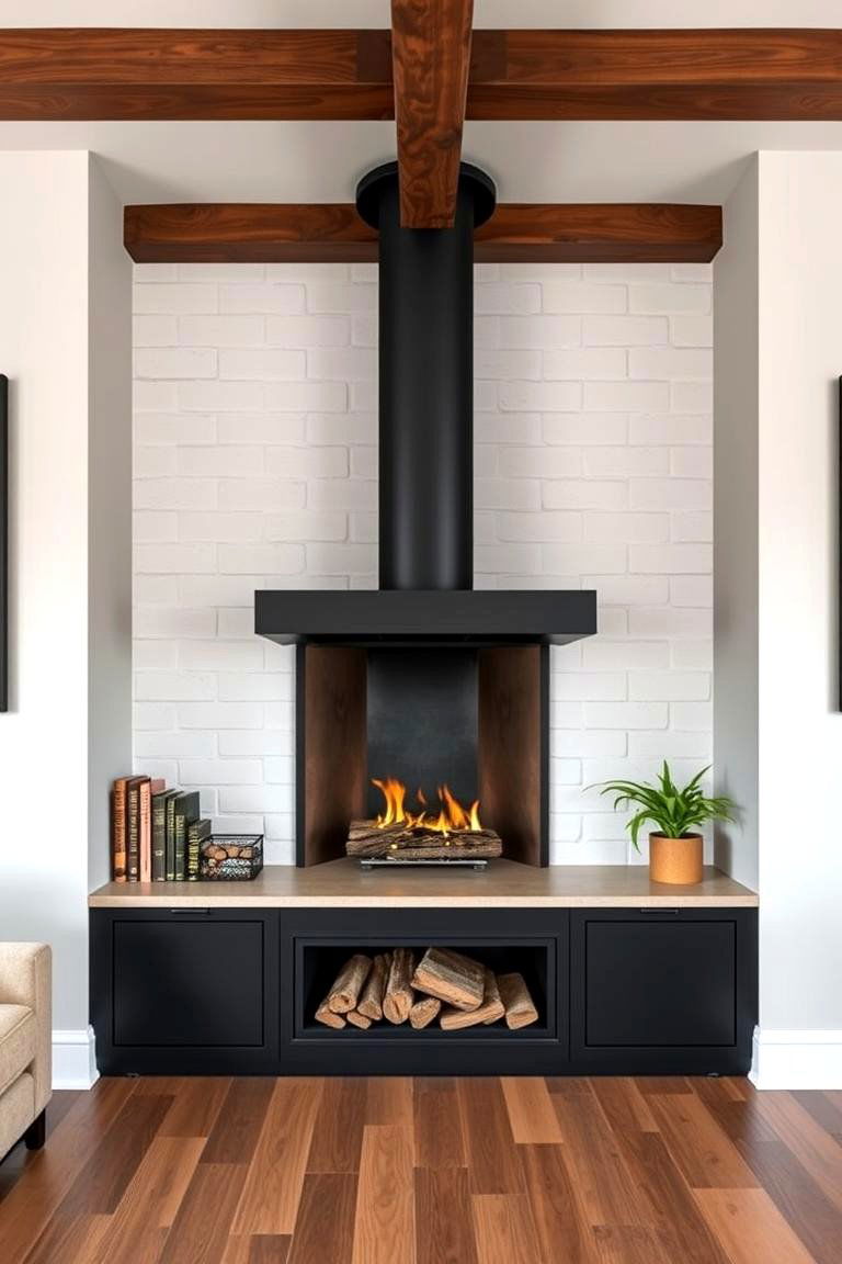 Black Steel Fireplace - 25 Fireplace Built-in Ideas