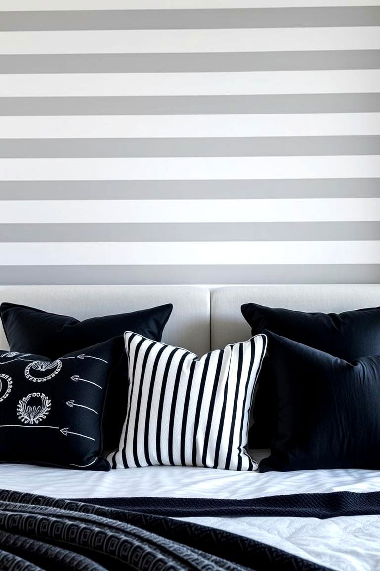 Black and White Accent Pillows - 25 Feminine Black and White Bedroom Ideas