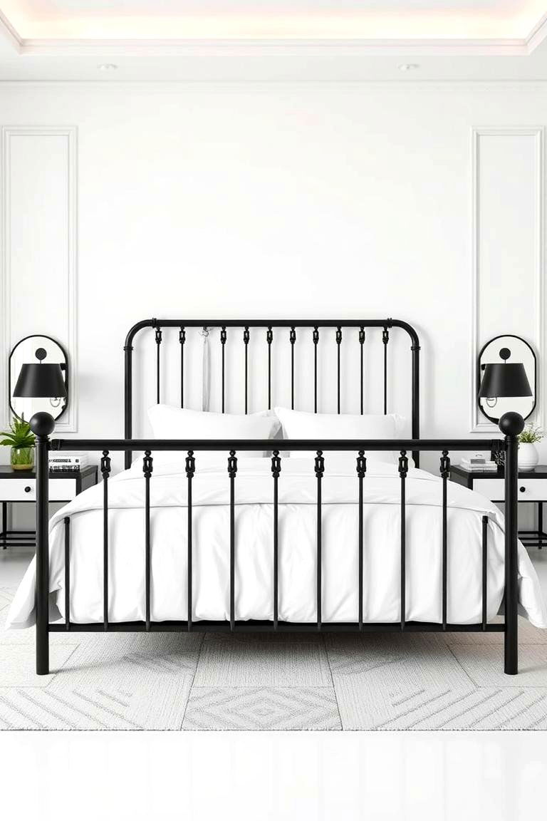 Black and White Bed Frame - 25 Feminine Black and White Bedroom Ideas