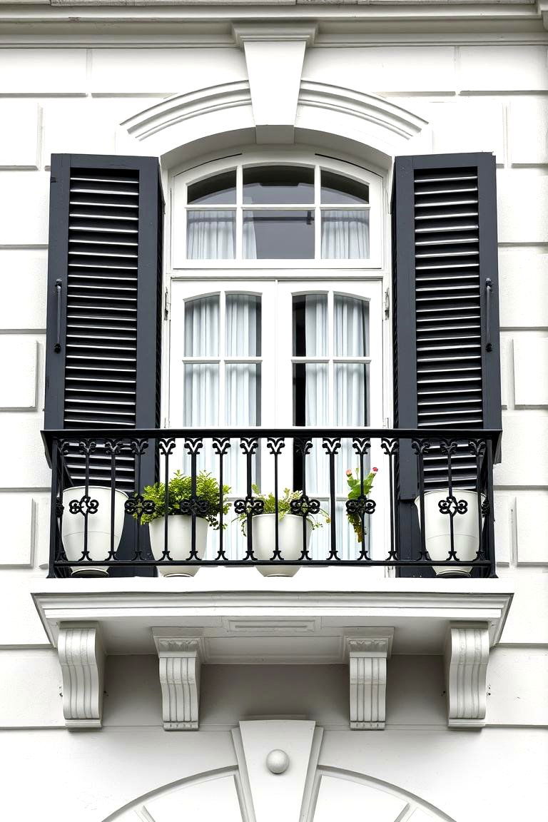 Black and White Contrast Design - 25 French Balcony Ideas