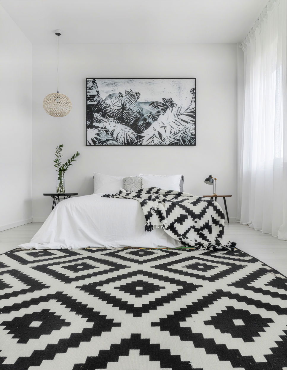 Black and White Patterned Rug