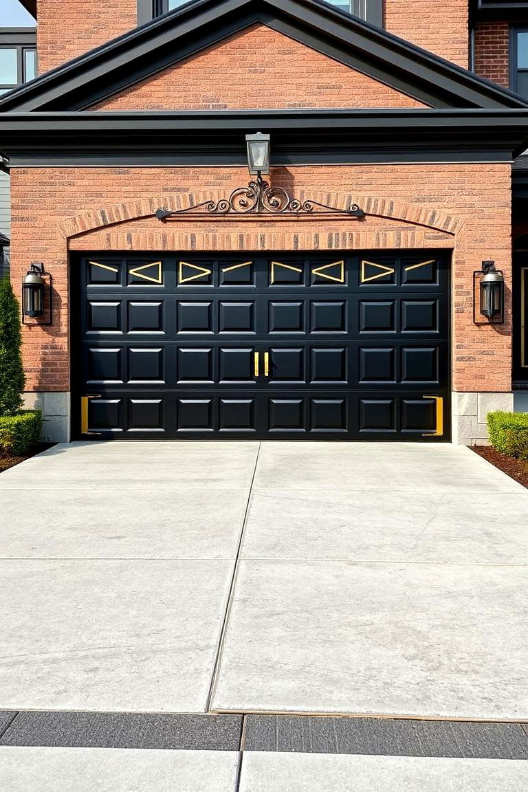 Black with Gold Accents for a Luxurious Look - 25 Garage Door Paint Ideas