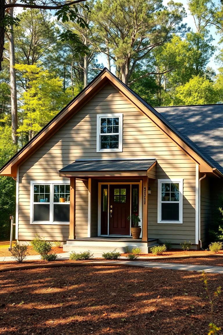 Blend with Nature Using Earthy Tones - 25 Exterior Home with a Black Roof Ideas