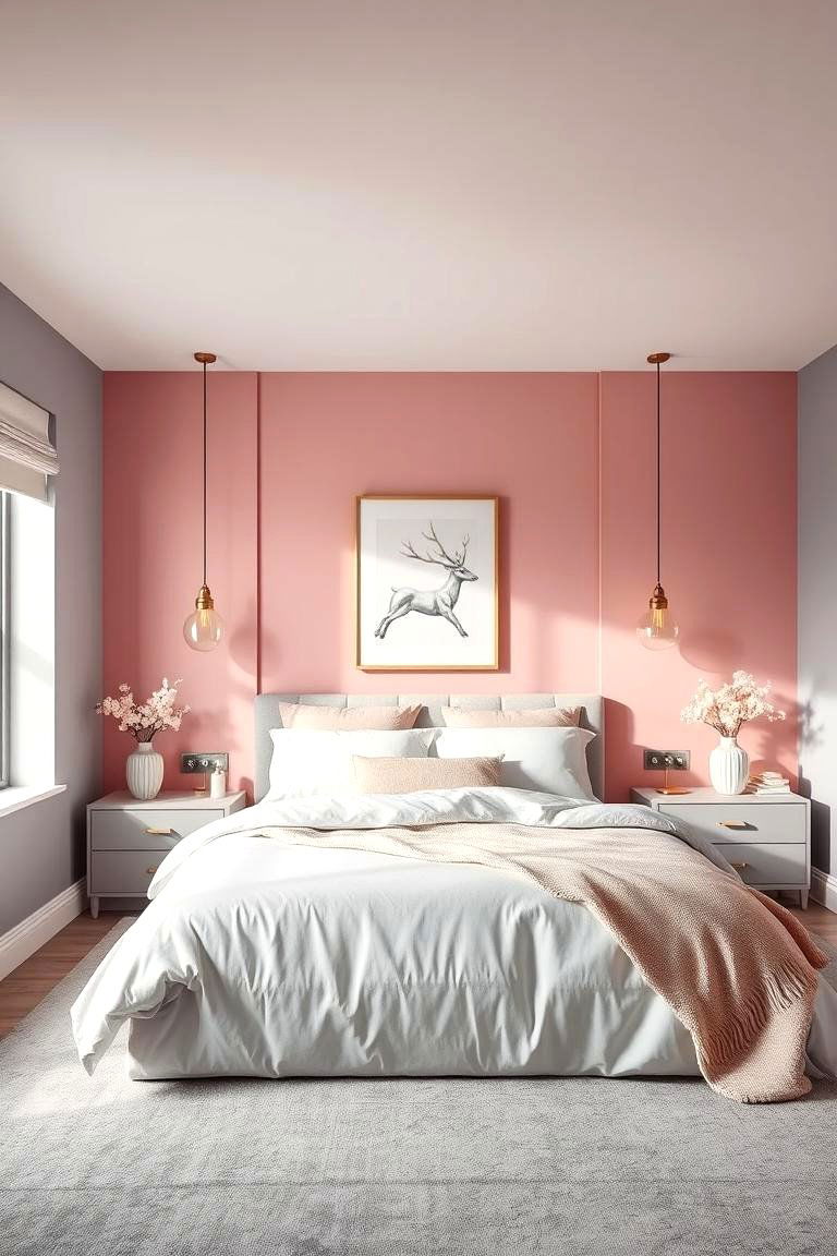 Blush Pink and Gray for a Soft Modern Contrast - 25 Two Tone Wall Paint Ideas