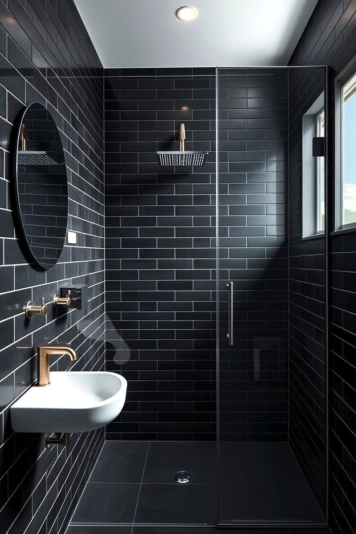 Bold Black Tiles for a Dramatic Contrast - 25 Walk-in Shower Tile Ideas