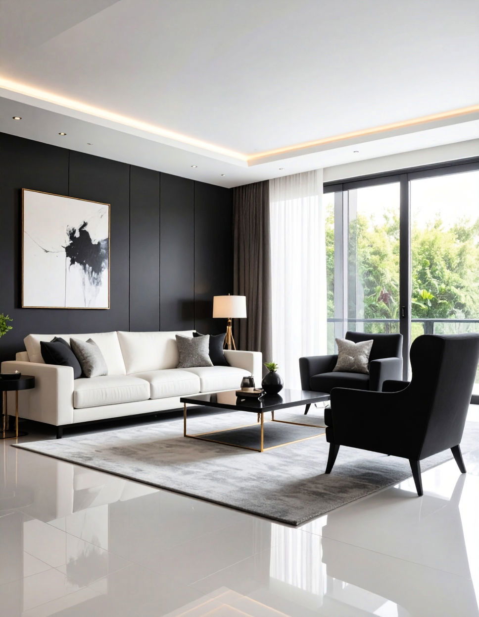 Bold Black and White Combination Two Tone Wall Paint Ideas
