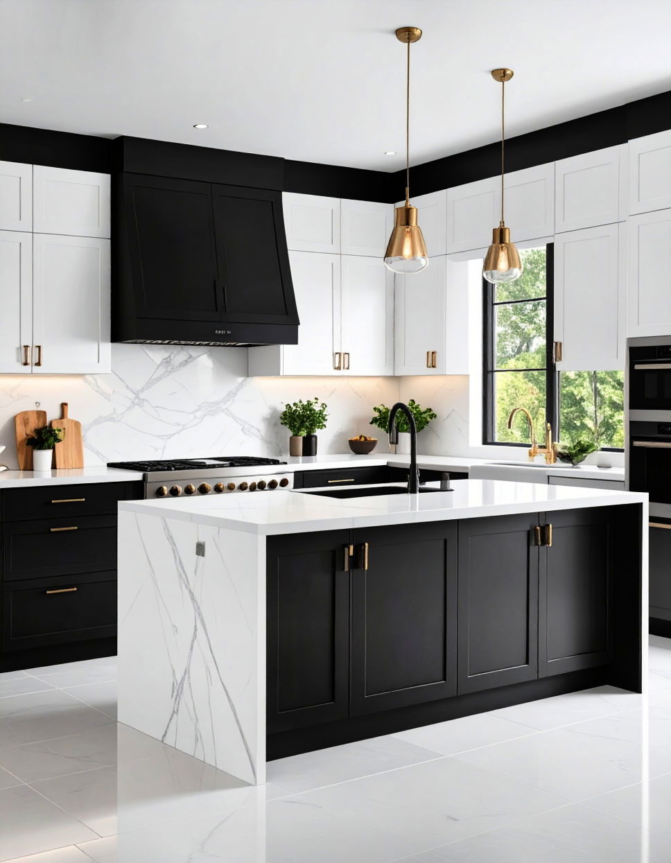 Bold Black and White Combo Two Tone Kitchen Cabinet Ideas