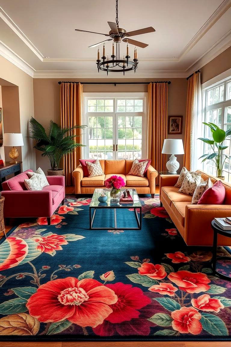 Bold Chinoiserie Rugs for Added Warmth - 25 Chinoiserie Living Room Ideas