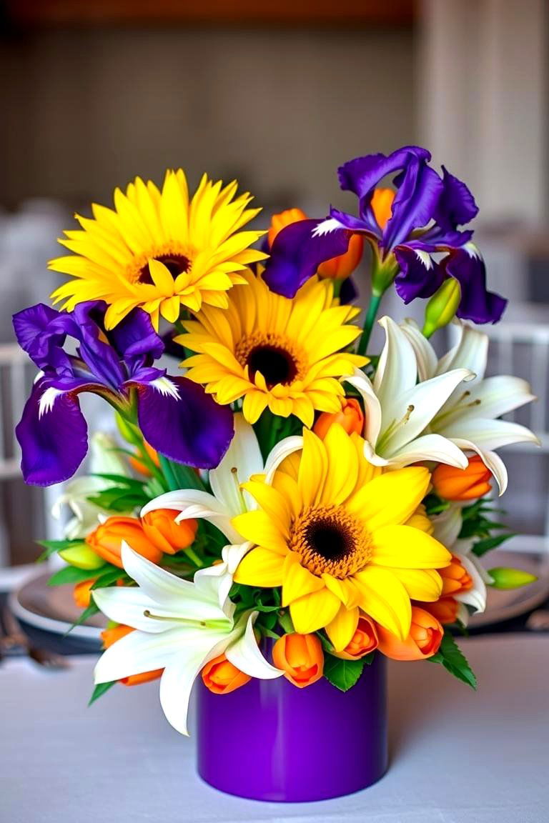 Bold Color Block Centerpiece - 25 Flower Centerpiece Ideas