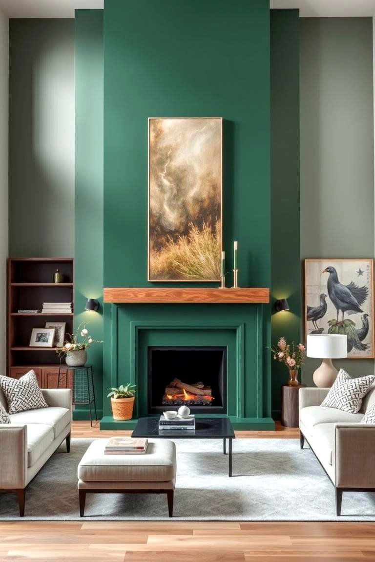 Bold Color Painted Fireplace - 25 Floor to Ceiling Fireplace Ideas