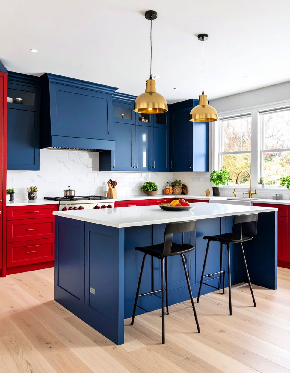 Bold Color Schemes Townhouse Kitchen Ideas