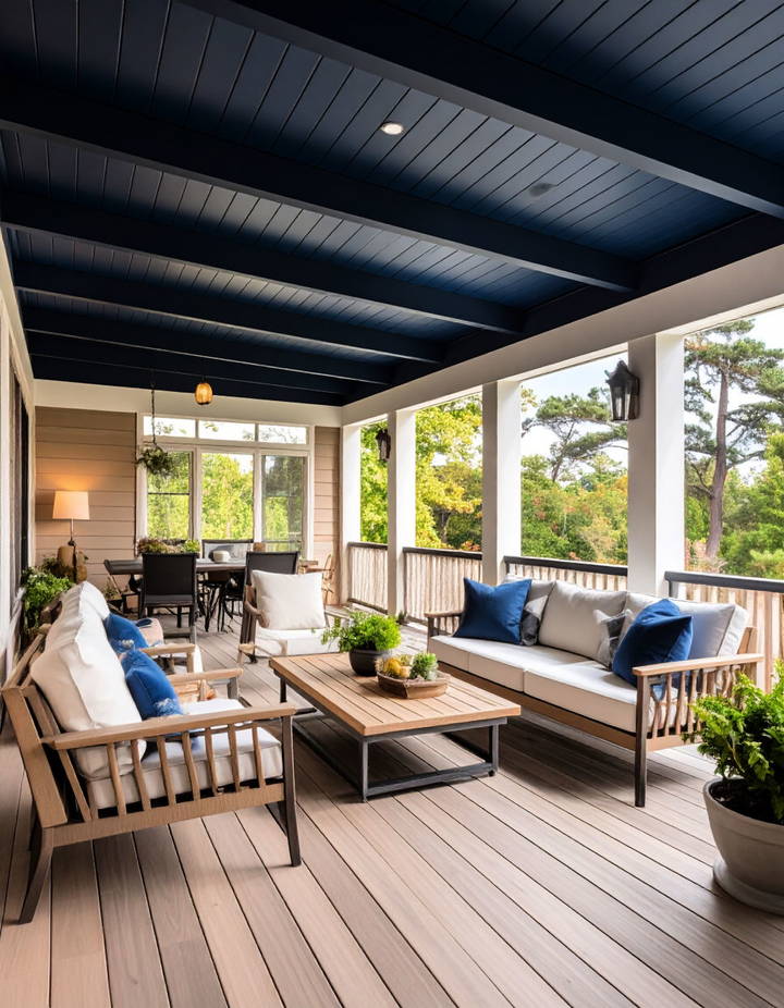 Bold Contrasting Colors for a Modern Look Vinyl Porch Ceiling Ideas